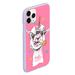 Чехол iPhone 11 Pro матовый Hello llamacorn - ice cream, цвет: 3D-светло-сиреневый — фото 2