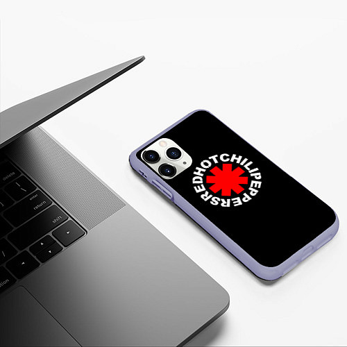 Чехол iPhone 11 Pro матовый Red Hot chili peppers logo on black / 3D-Светло-сиреневый – фото 3