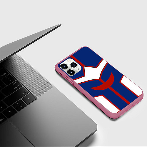 Чехол iPhone 11 Pro матовый ALL MIGHT MY HERO ACADEMIA MHA МОЯ ГЕРОЙСКАЯ АКАДЕ / 3D-Малиновый – фото 3