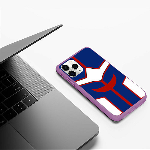 Чехол iPhone 11 Pro матовый ALL MIGHT MY HERO ACADEMIA MHA МОЯ ГЕРОЙСКАЯ АКАДЕ / 3D-Фиолетовый – фото 3