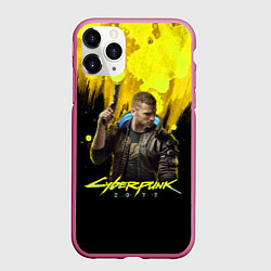 Чехол iPhone 11 Pro матовый Cyberpunk 2077, цвет: 3D-малиновый