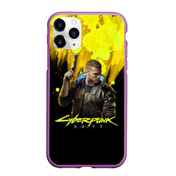 Чехол iPhone 11 Pro матовый Cyberpunk 2077, цвет: 3D-фиолетовый