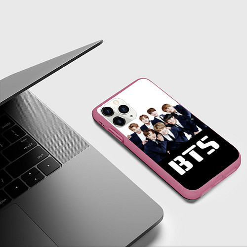 Чехол iPhone 11 Pro матовый BTS постер / 3D-Малиновый – фото 3