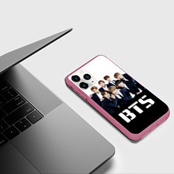 Чехол iPhone 11 Pro матовый BTS постер, цвет: 3D-малиновый — фото 2