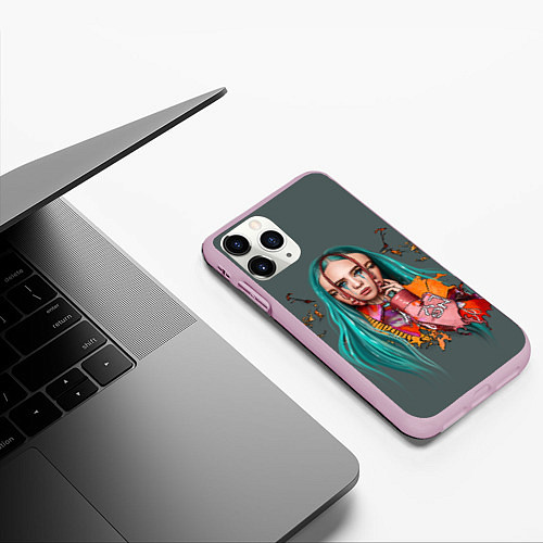 Чехол iPhone 11 Pro матовый BILLIE EILISH / 3D-Розовый – фото 3
