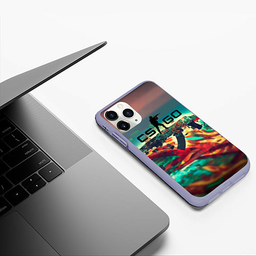 Чехол iPhone 11 Pro матовый CS GO logo abstract / 3D-Светло-сиреневый – фото 3