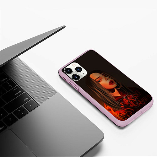 Чехол iPhone 11 Pro матовый Billie Eilish: Red Head / 3D-Розовый – фото 3