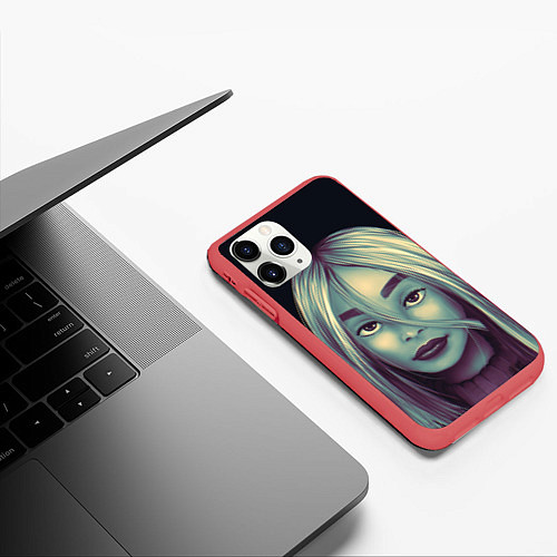 Чехол iPhone 11 Pro матовый Billie Eilish / 3D-Красный – фото 3