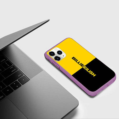 Чехол iPhone 11 Pro матовый BILLIE EILISH: Yellow & Black / 3D-Фиолетовый – фото 3