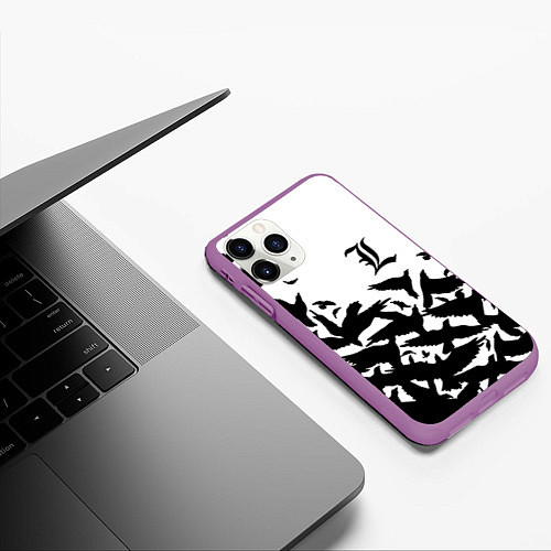 Чехол iPhone 11 Pro матовый L letter bird / 3D-Фиолетовый – фото 3