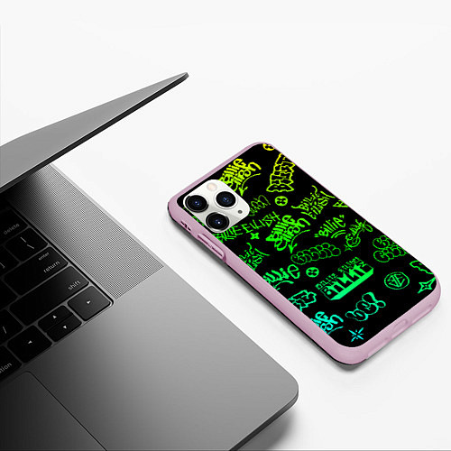 Чехол iPhone 11 Pro матовый BILLIE EILISH: Grunge Graffiti / 3D-Розовый – фото 3