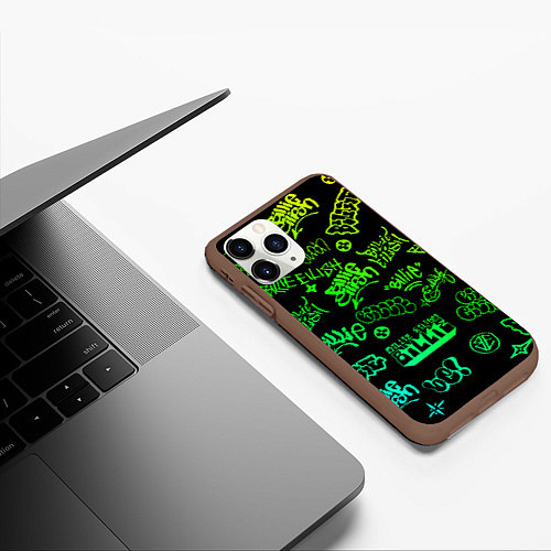 Чехол iPhone 11 Pro матовый BILLIE EILISH: Grunge Graffiti / 3D-Коричневый – фото 3