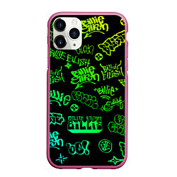 Чехол iPhone 11 Pro матовый BILLIE EILISH: Grunge Graffiti, цвет: 3D-малиновый