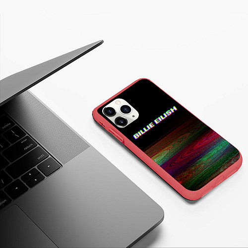 Чехол iPhone 11 Pro матовый BILLIE EILISH: Black Glitch / 3D-Красный – фото 3