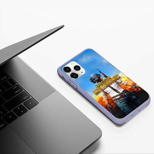 Чехол iPhone 11 Pro матовый PUBG / 3D-Светло-сиреневый – фото 3