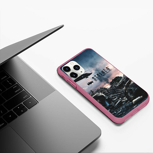 Чехол iPhone 11 Pro матовый S T A L K E R Чернобыль / 3D-Малиновый – фото 3