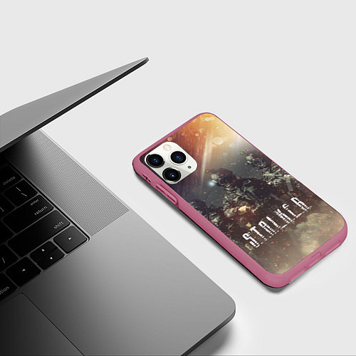 Чехол iPhone 11 Pro матовый S T A L K E R Чернобыль / 3D-Малиновый – фото 3