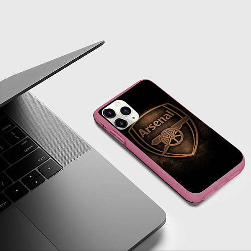 Чехол iPhone 11 Pro матовый Arsenal / 3D-Малиновый – фото 3