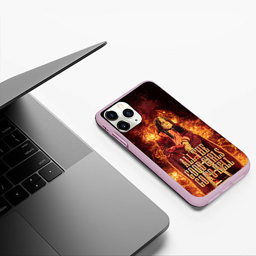 Чехол iPhone 11 Pro матовый All The Good Girls Go To Hell / 3D-Розовый – фото 3