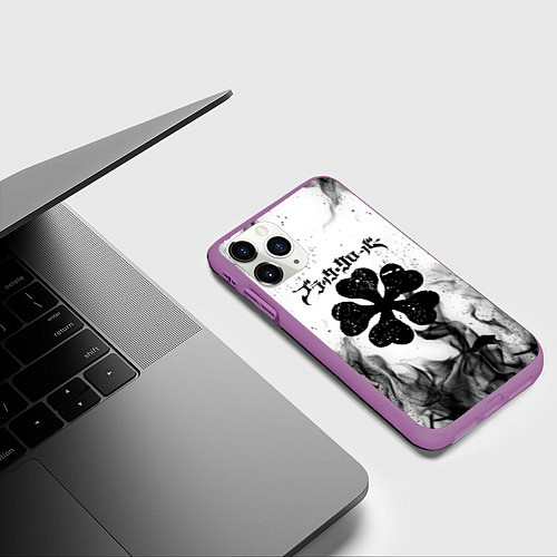 Чехол iPhone 11 Pro матовый ЧЁРНЫЙ КЛЕВЕР / 3D-Фиолетовый – фото 3