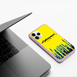 Чехол iPhone 11 Pro матовый Cyberpunk 2077: Yellow Style, цвет: 3D-розовый — фото 2