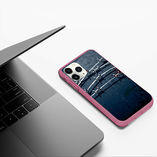 Чехол iPhone 11 Pro матовый Колючая цепь / 3D-Малиновый – фото 3