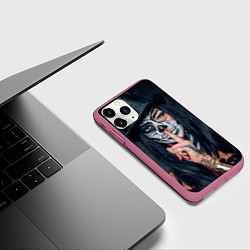 Чехол iPhone 11 Pro матовый Девушка halloween, цвет: 3D-малиновый — фото 2
