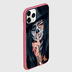 Чехол iPhone 11 Pro матовый Девушка halloween, цвет: 3D-малиновый — фото 2