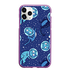 Чехол iPhone 11 Pro матовый Кот Космонавт, цвет: 3D-фиолетовый
