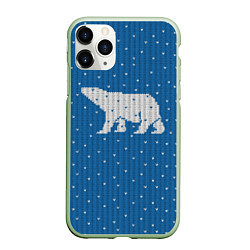Чехол iPhone 11 Pro матовый Свитер с медведем, цвет: 3D-салатовый