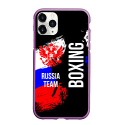 Чехол iPhone 11 Pro матовый Boxing Russia Team и герб РФ, цвет: 3D-фиолетовый