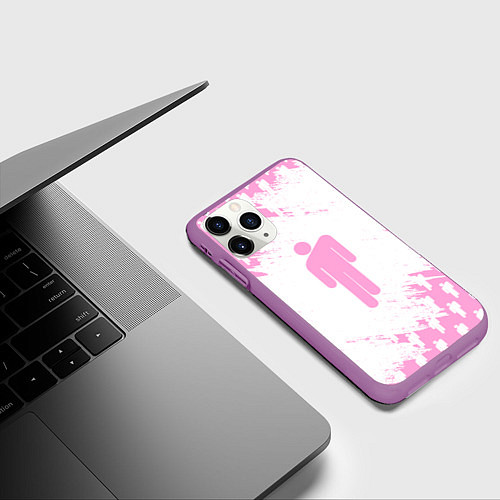 Чехол iPhone 11 Pro матовый Billie Eilish: Pink Style / 3D-Фиолетовый – фото 3