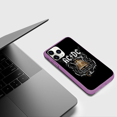 Чехол iPhone 11 Pro матовый ACDC - hells bells / 3D-Фиолетовый – фото 3
