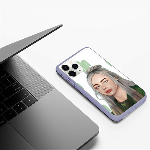 Чехол iPhone 11 Pro матовый Billie Eilish / 3D-Светло-сиреневый – фото 3