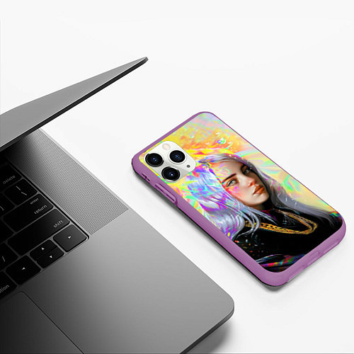 Чехол iPhone 11 Pro матовый Billie Eilish / 3D-Фиолетовый – фото 3