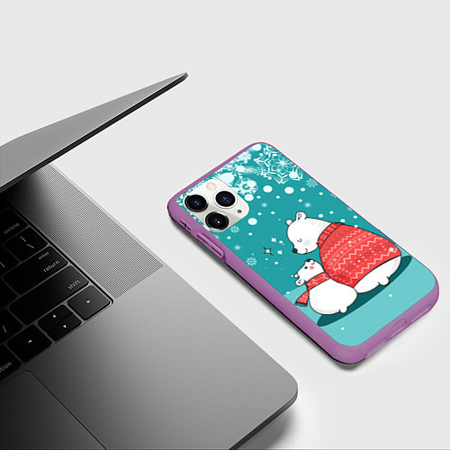 Чехол iPhone 11 Pro матовый North bear / 3D-Фиолетовый – фото 3