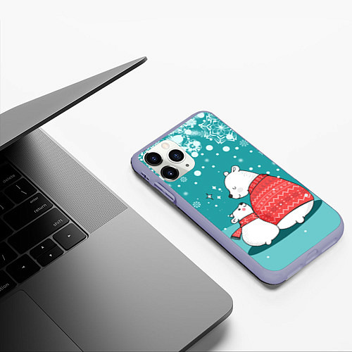 Чехол iPhone 11 Pro матовый North bear / 3D-Светло-сиреневый – фото 3