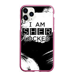 Чехол iPhone 11 Pro матовый Sherlock, цвет: 3D-малиновый