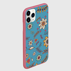 Чехол iPhone 11 Pro матовый Цветочный рай узор, цвет: 3D-малиновый — фото 2