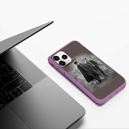 Чехол iPhone 11 Pro матовый Sherlock / 3D-Фиолетовый – фото 3