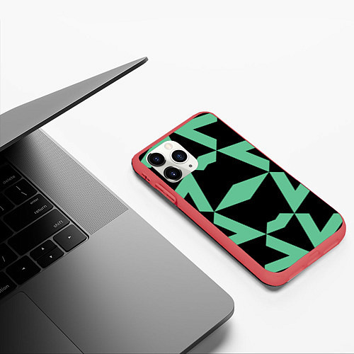 Чехол iPhone 11 Pro матовый Abstract zigzag pattern / 3D-Красный – фото 3