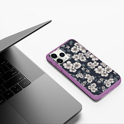 Чехол iPhone 11 Pro матовый Цветочный букет, цвет: 3D-фиолетовый — фото 2