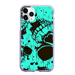 Чехол iPhone 11 Pro матовый Neon skull, цвет: 3D-светло-сиреневый