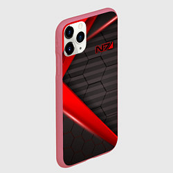 Чехол iPhone 11 Pro матовый Mass Effect N7, цвет: 3D-малиновый — фото 2