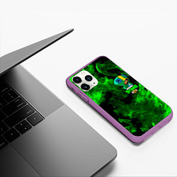 Чехол iPhone 11 Pro матовый Brawl Stars LEON, цвет: 3D-фиолетовый — фото 2