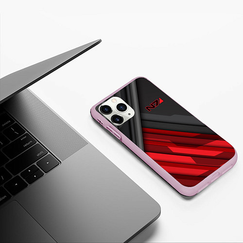 Чехол iPhone 11 Pro матовый Mass Effect N7 / 3D-Розовый – фото 3