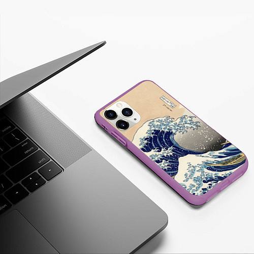 Чехол iPhone 11 Pro матовый Kanagawa Wave Art / 3D-Фиолетовый – фото 3