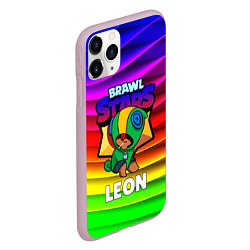 Чехол iPhone 11 Pro матовый BRAWL STARS LEON, цвет: 3D-розовый — фото 2