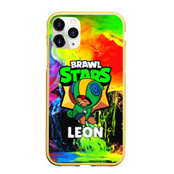 Чехол iPhone 11 Pro матовый BRAWL STARS LEON, цвет: 3D-желтый