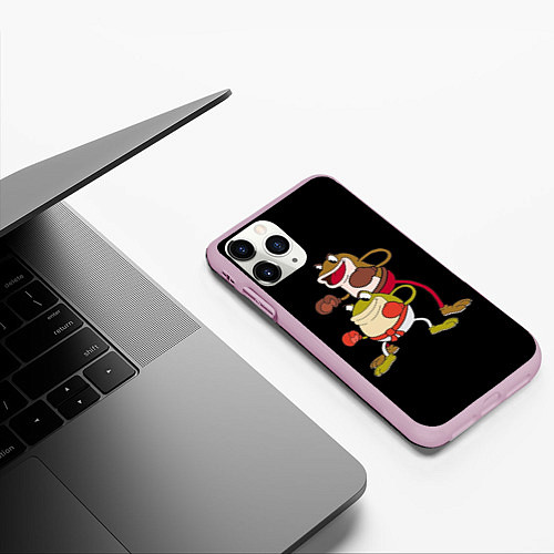 Чехол iPhone 11 Pro матовый Cuphead - Рибби и Крокс / 3D-Розовый – фото 3